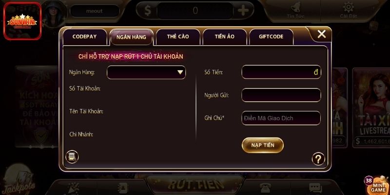 Dễ dàng nạp tiền để trải nghiệm tại cổng game